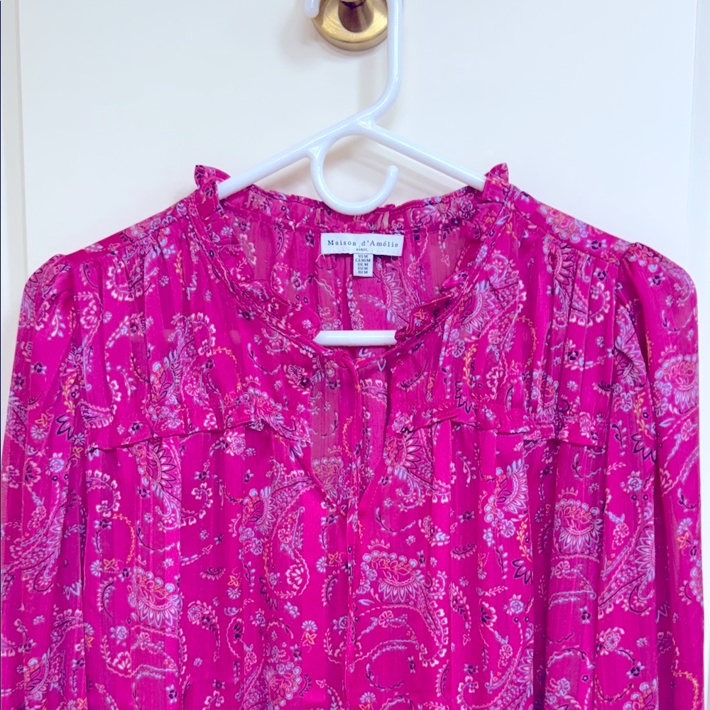 Vibrant Pink Paisley Blouse - Picture 7 of 13